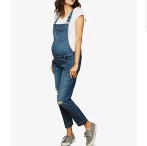 Indigo blue maternity overalls